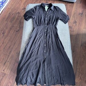 H&M Black Maxi Button-Up Dress – Size Small (NWT)
